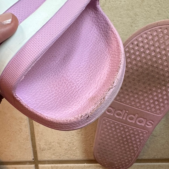 Adidas‎ Women's Pink and White Slide Sandals - Picture 3 of 3